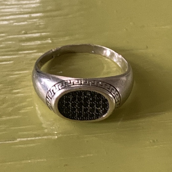 Black diamonds sterling ring